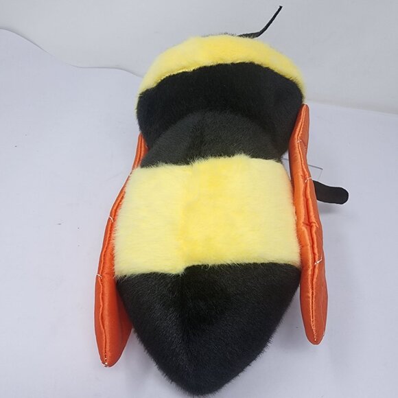 Large 11" Plush Bumble Bee Toy Stuffed Animal Orange Wings Black Eyes - Picture 4 of 5